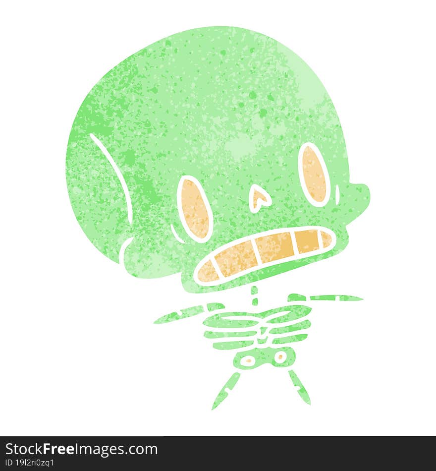 retro cartoon kawaii cute dead skeleton