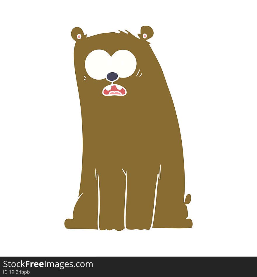 flat color style cartoon surprised bear