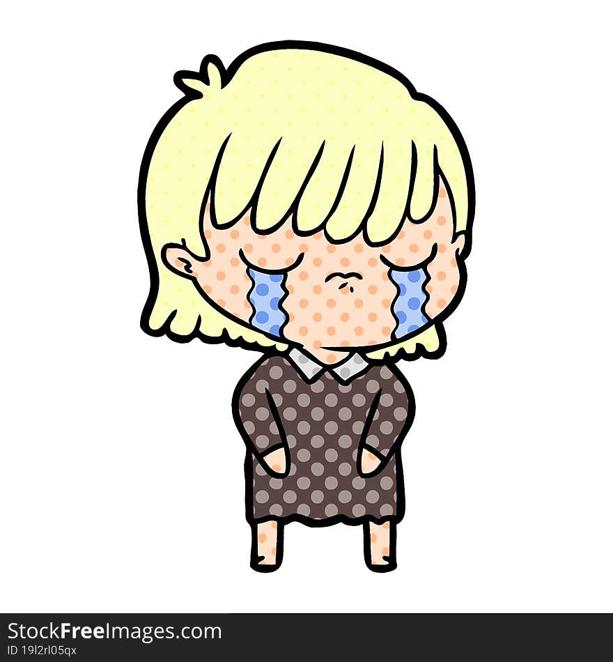 cartoon woman crying. cartoon woman crying