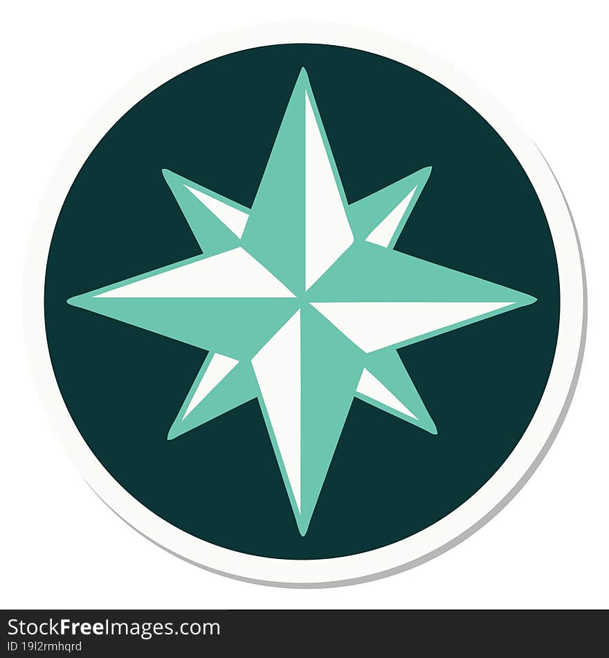 sticker of tattoo in traditional style of a star. sticker of tattoo in traditional style of a star