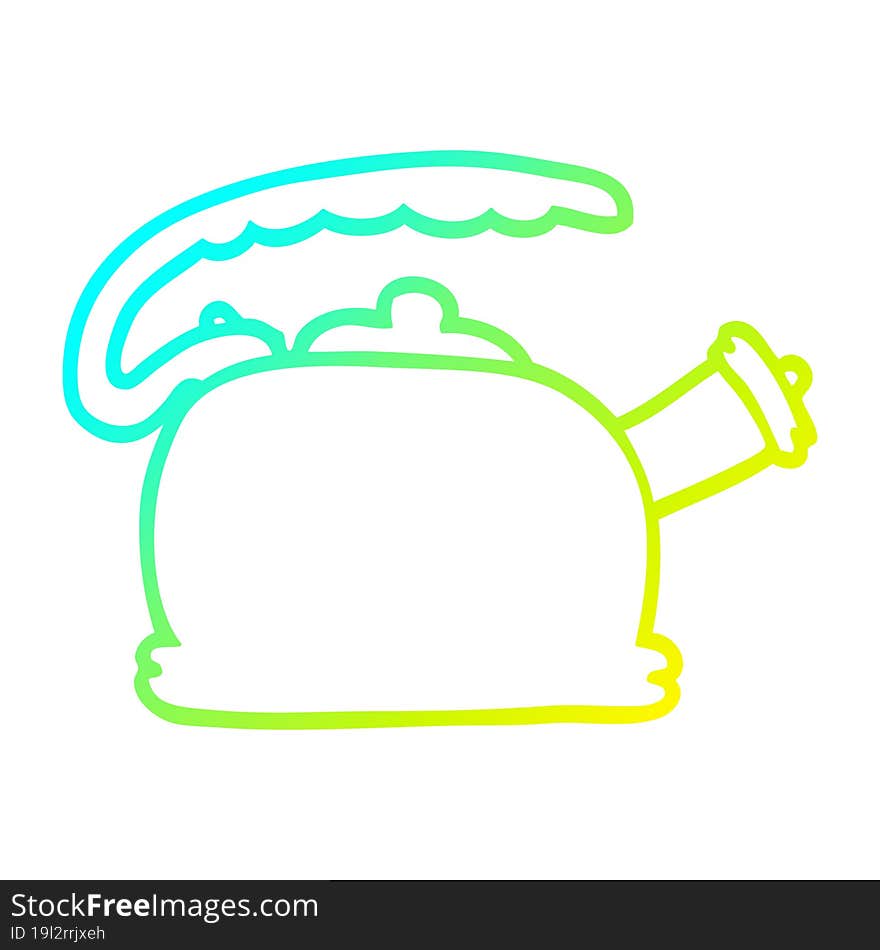 cold gradient line drawing cartoon whistling kettle