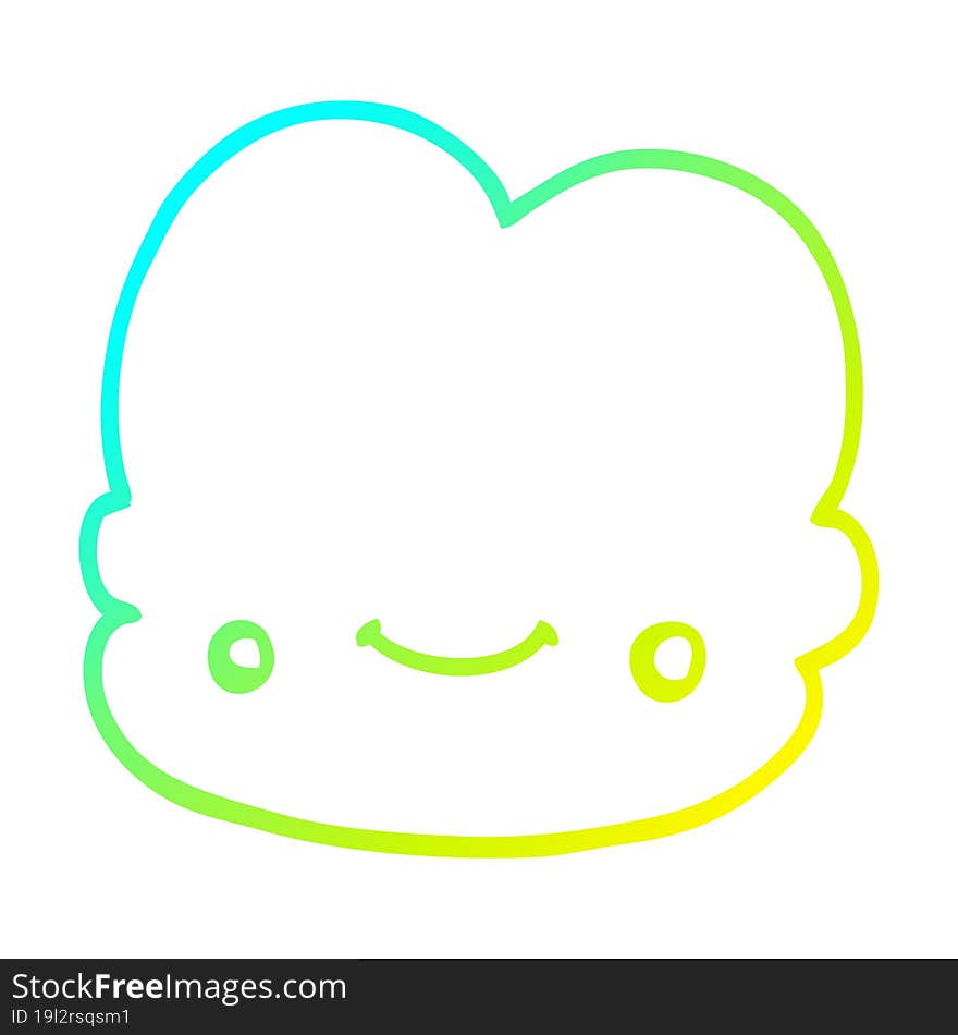 cold gradient line drawing of a cartoon cloud