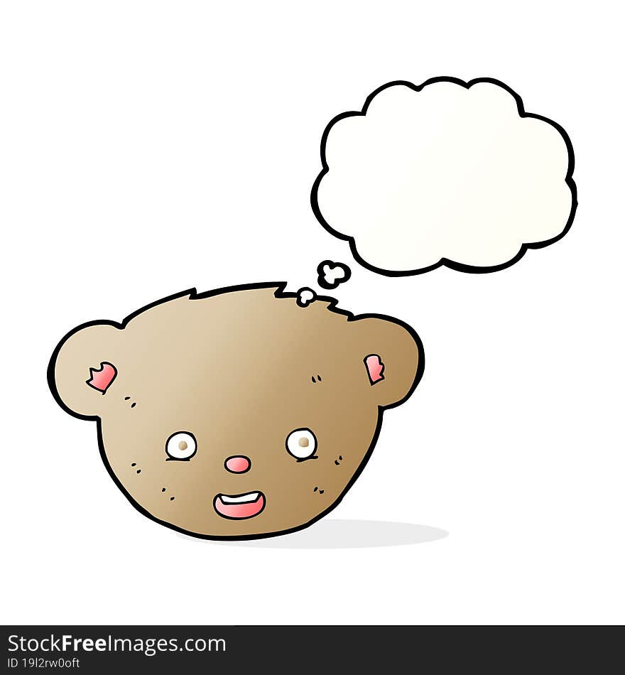 Cartoon Teddy Bear Face With Thought Bubble