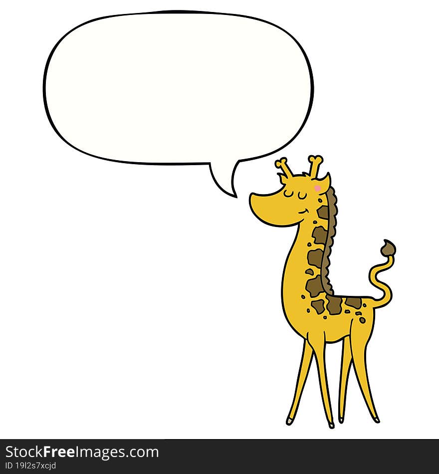 cartoon giraffe with speech bubble. cartoon giraffe with speech bubble