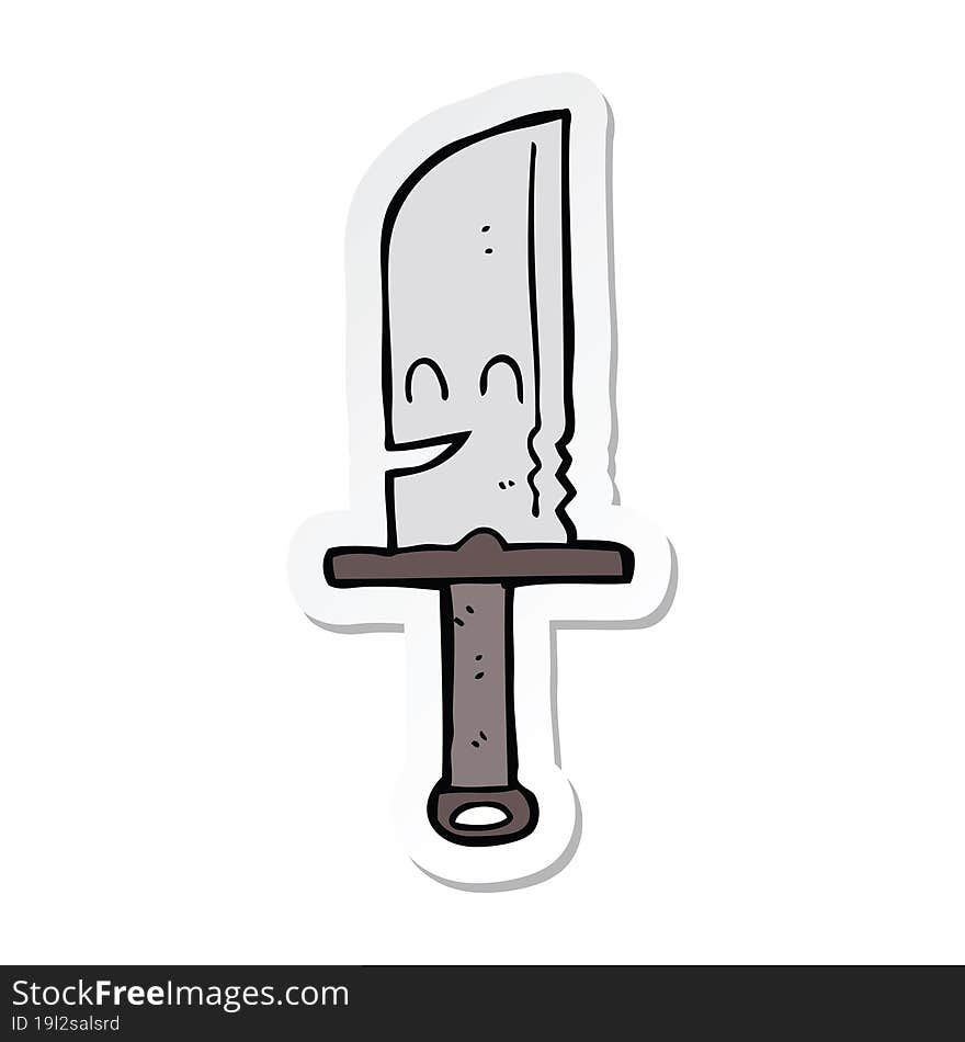 sticker of a cartoon knife