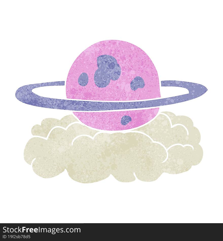 retro cartoon alien planet