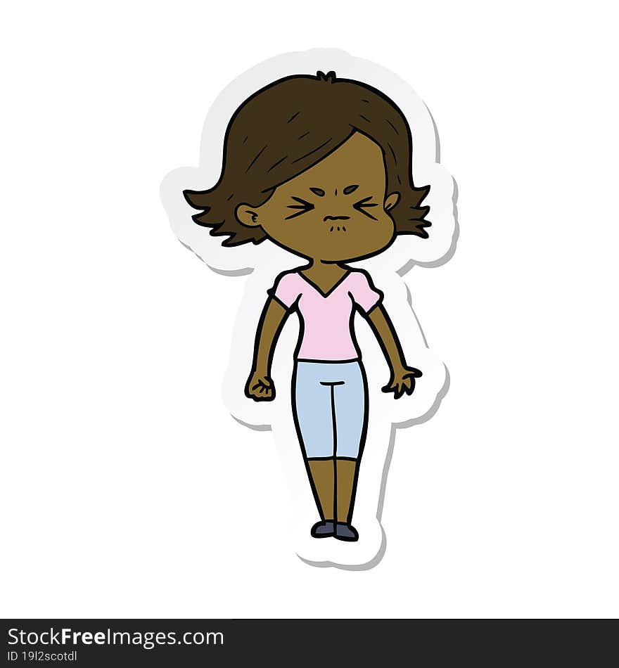 sticker of a cartoon angry woman