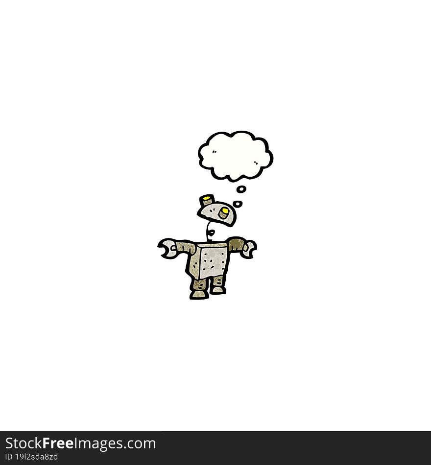 cartoon robot with thought bubble