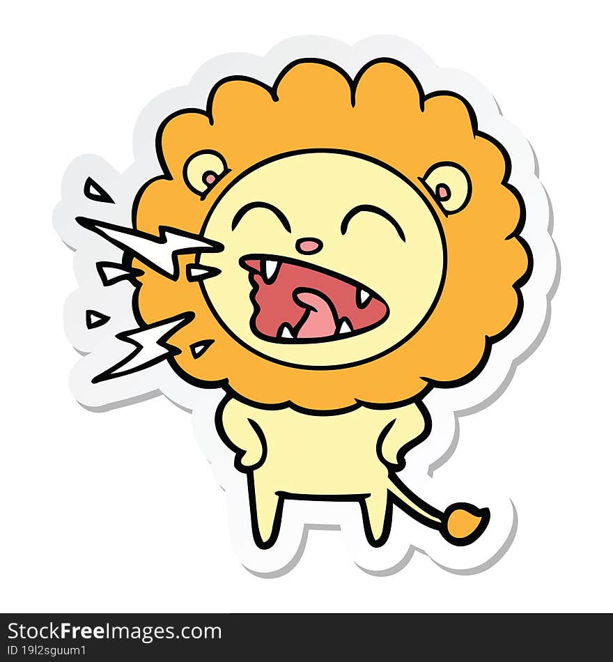 Sticker Of A Cartoon Roaring Lion