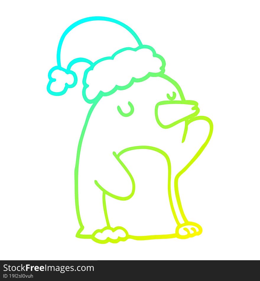 Cold Gradient Line Drawing Cute Cartoon Christmas Penguin