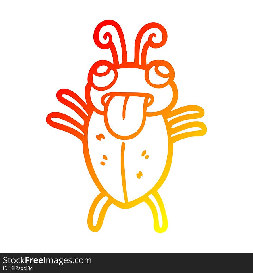 warm gradient line drawing funny cartoon bug