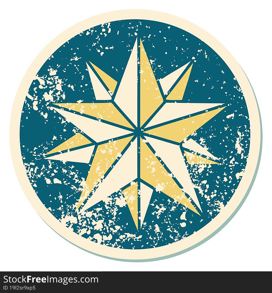 iconic distressed sticker tattoo style image of a star. iconic distressed sticker tattoo style image of a star