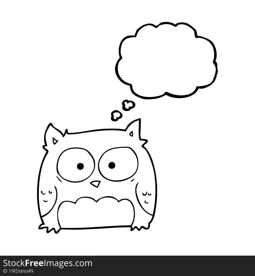 freehand drawn thought bubble cartoon owl