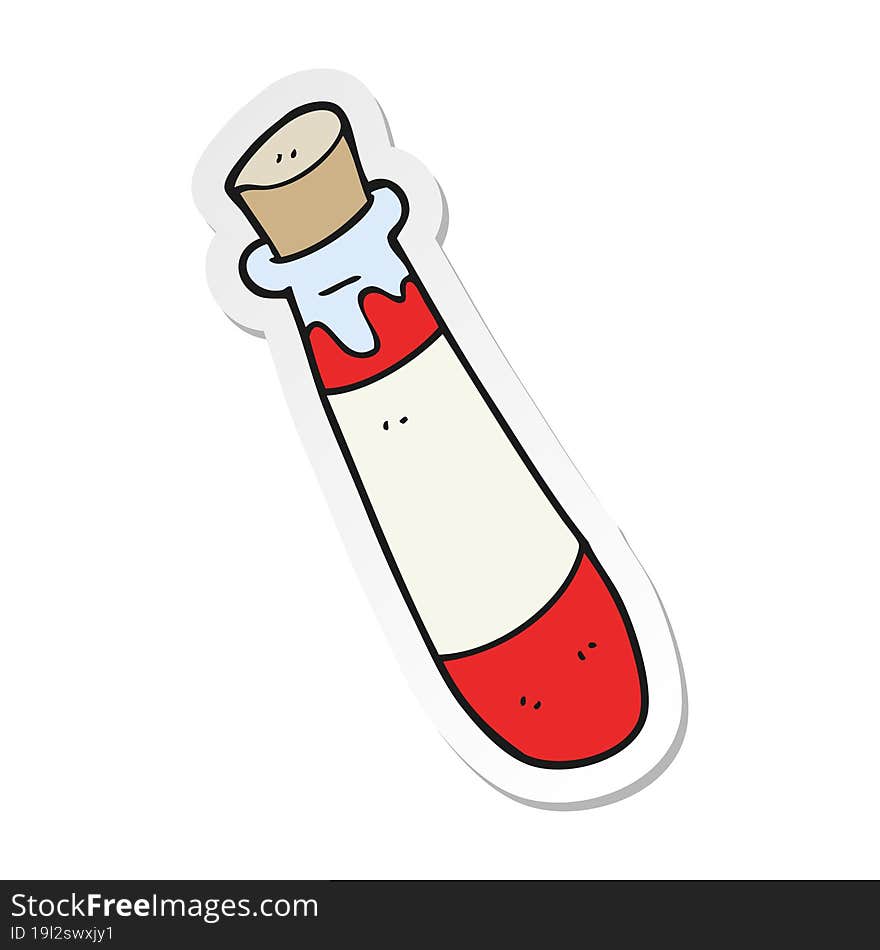 sticker of a cartoon vial of blood