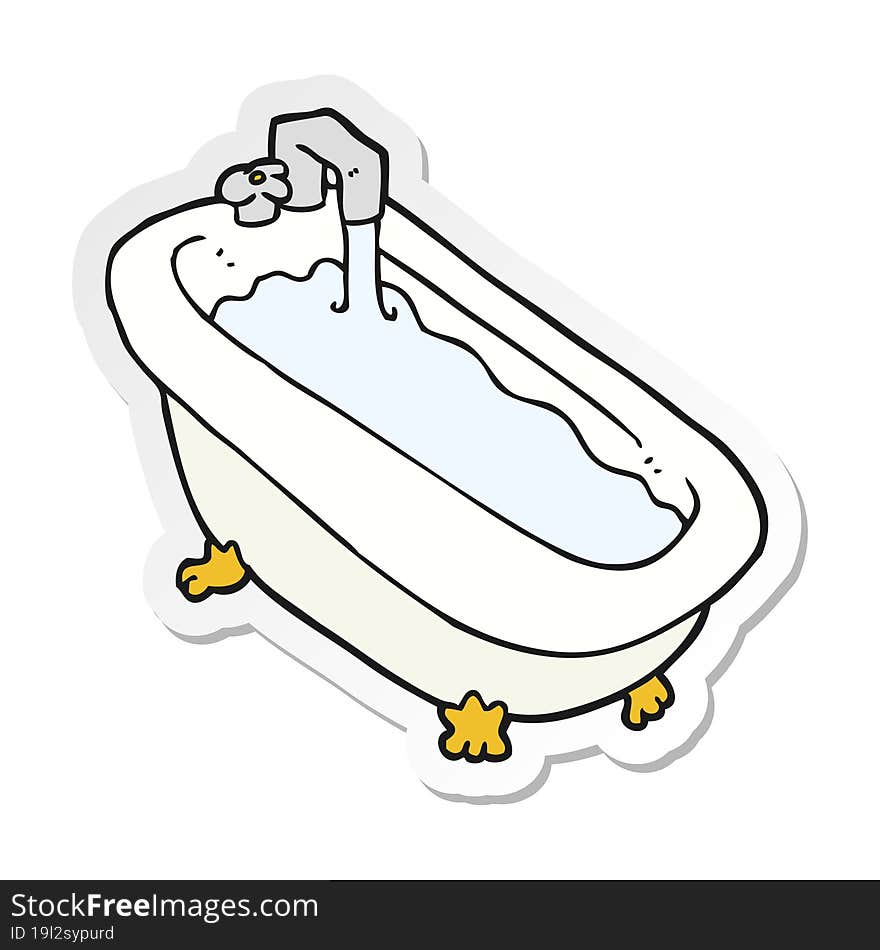 sticker of a cartoon bath full of water