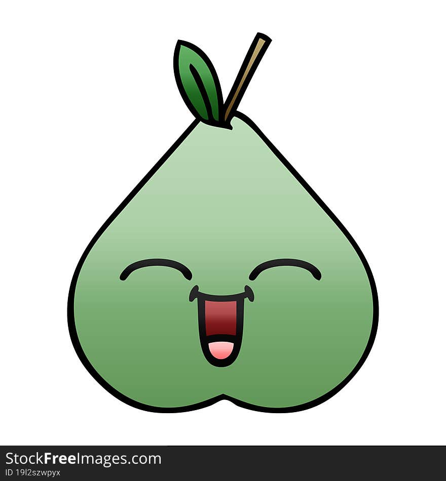 gradient shaded cartoon green pear