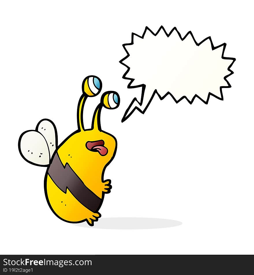 cartoon funny bee with speech bubble