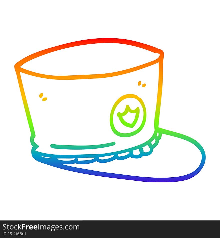 rainbow gradient line drawing cartoon official hat