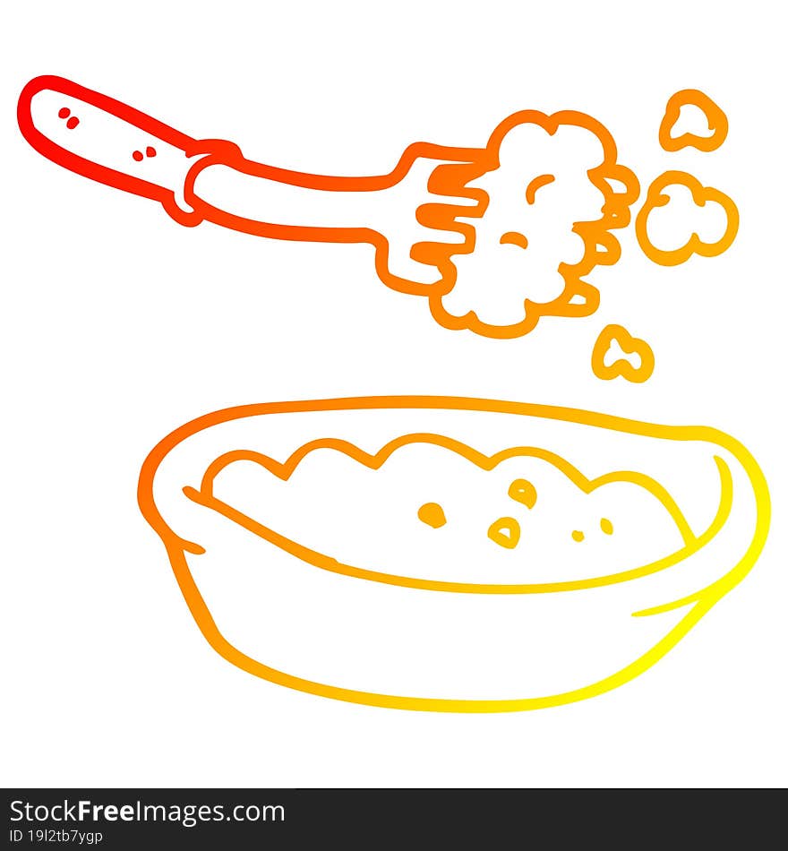 warm gradient line drawing cartoon bowl of food