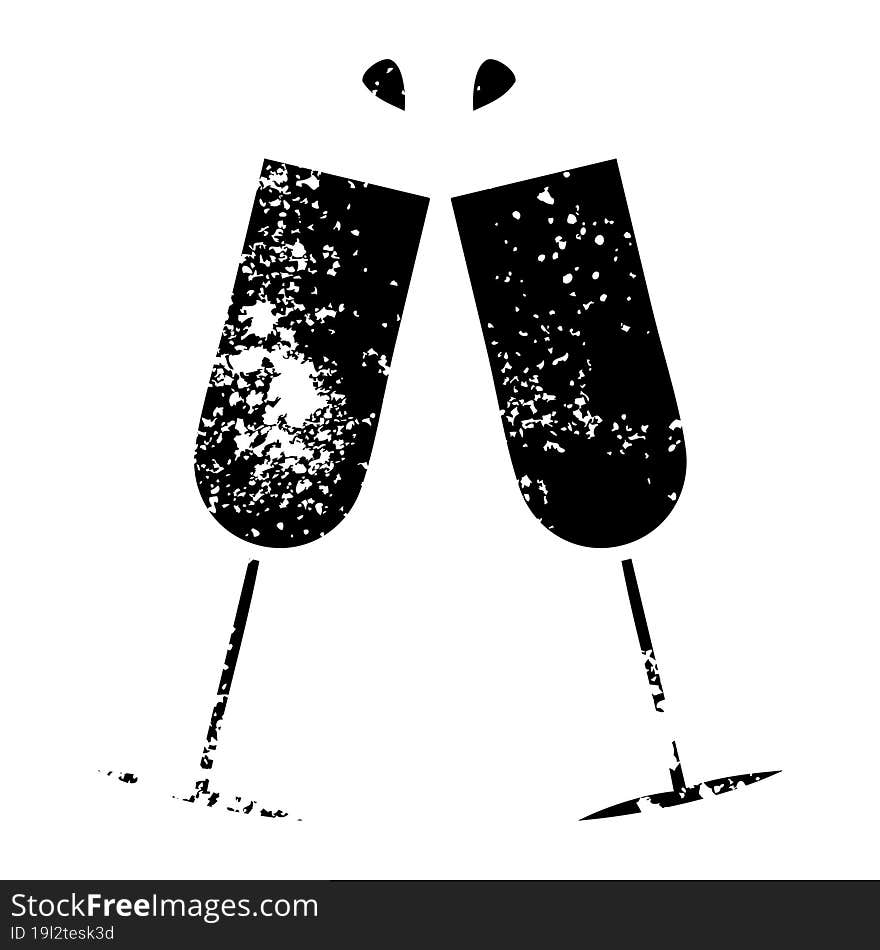 distressed symbol clinking champagne flutes