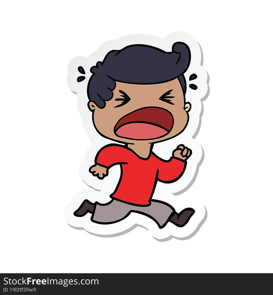 Sticker Of A Cartoon Shouting Man