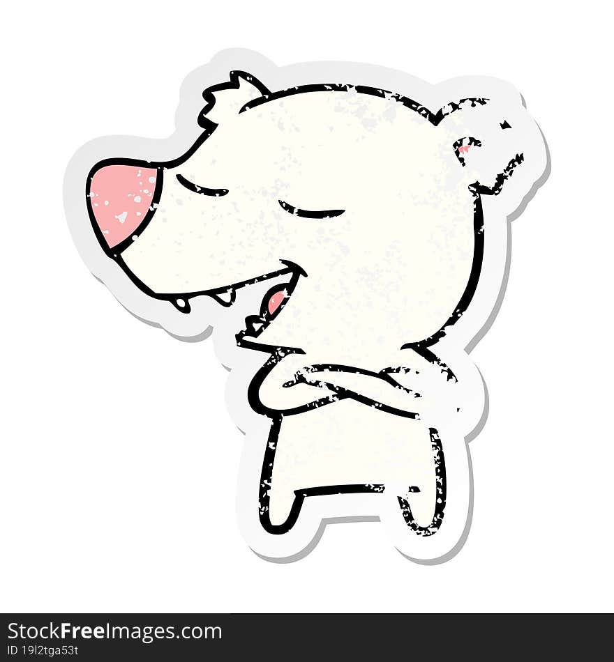 distressed sticker of a cartoon polar bear