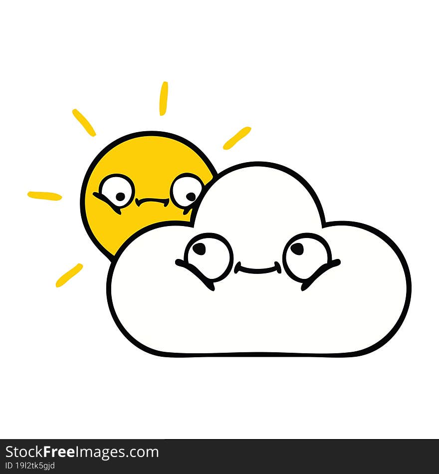 cute cartoon of a sunshine and cloud