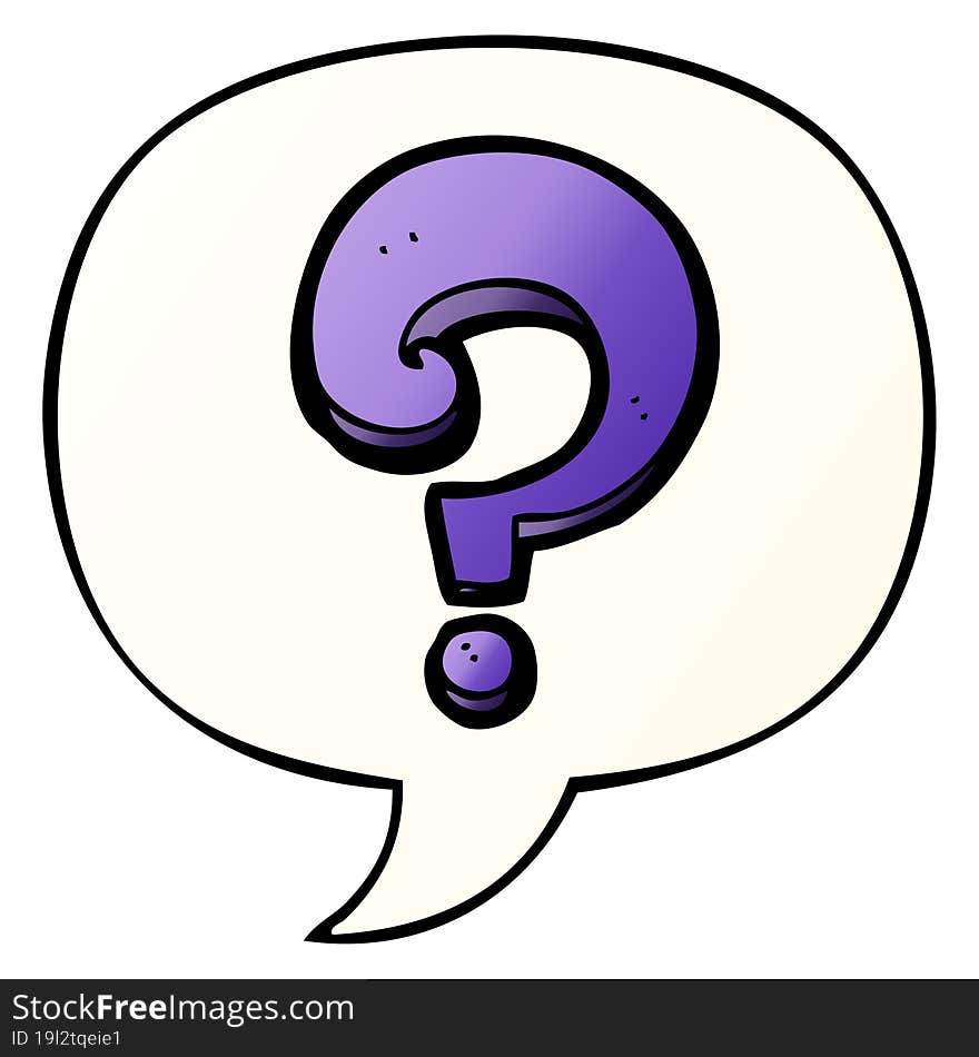 cartoon question mark and speech bubble in smooth gradient style