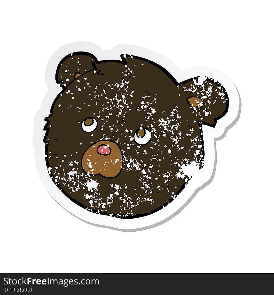 retro distressed sticker of a cartoon black bear face