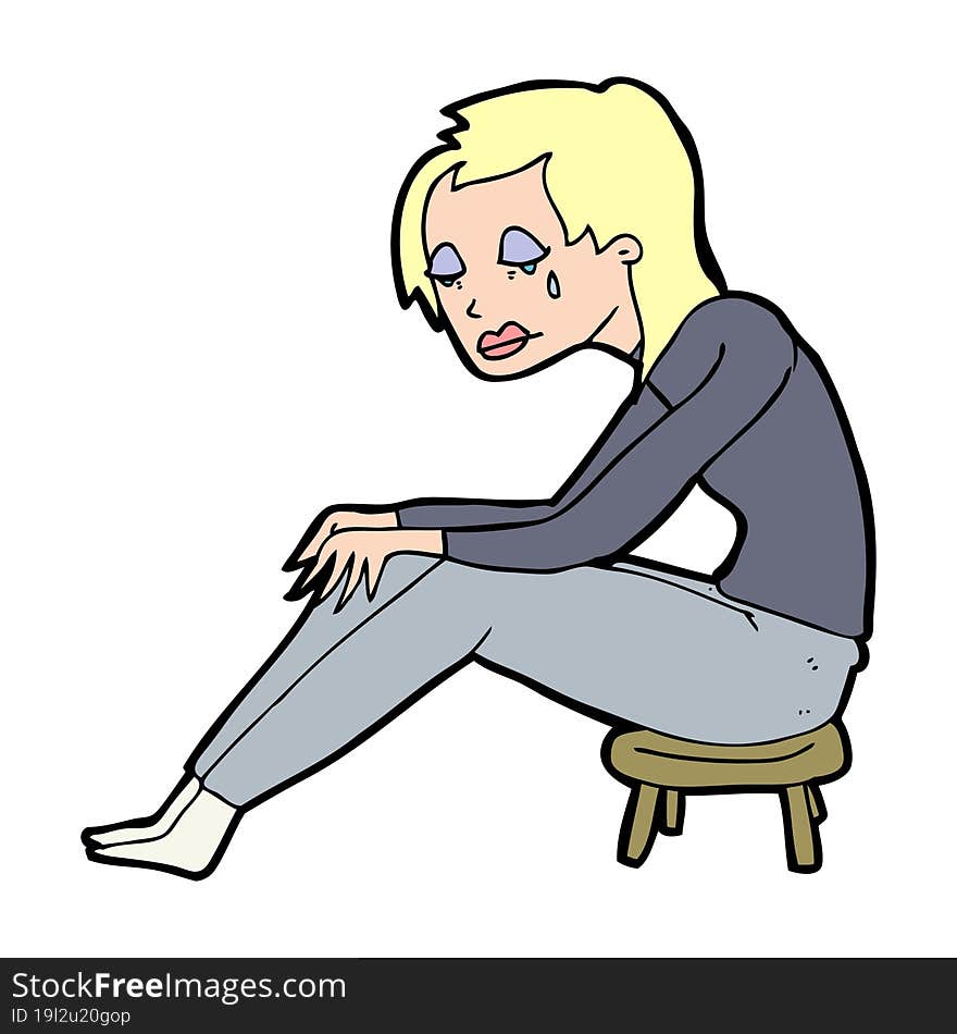 Cartoon Crying Woman