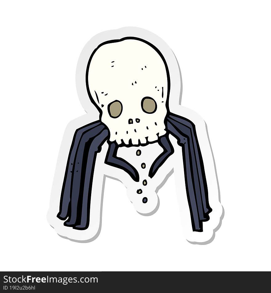 sticker of a cartoon spooky skull spider