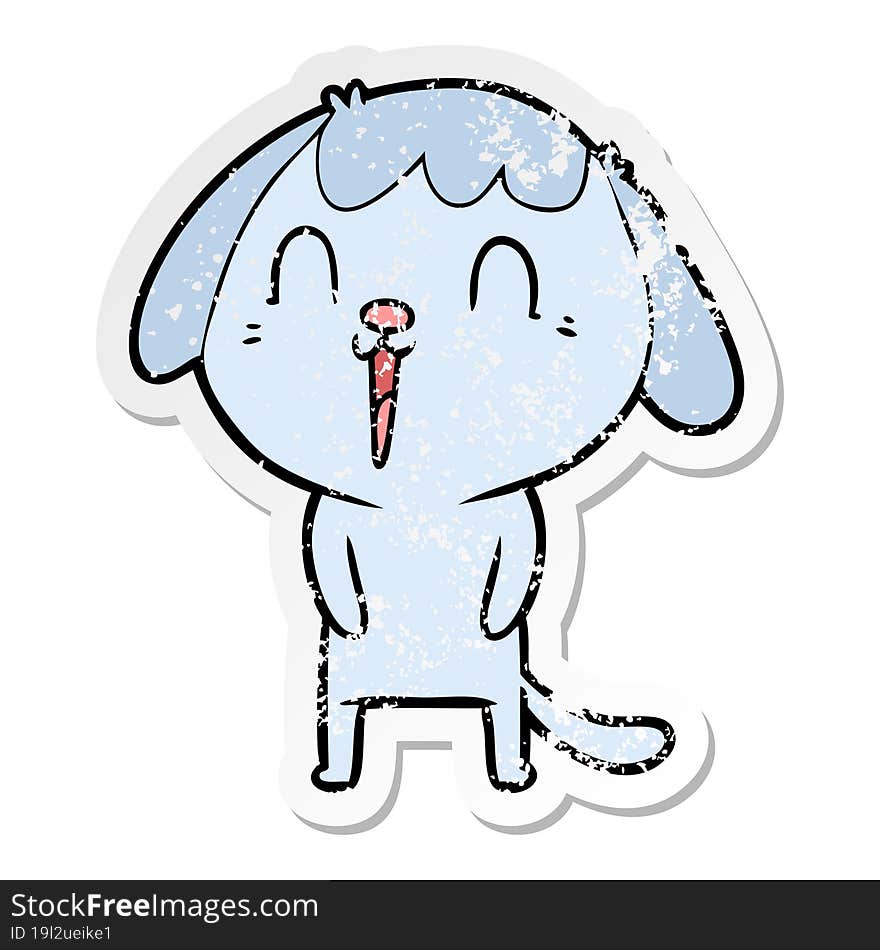 distressed sticker of a cute cartoon dog