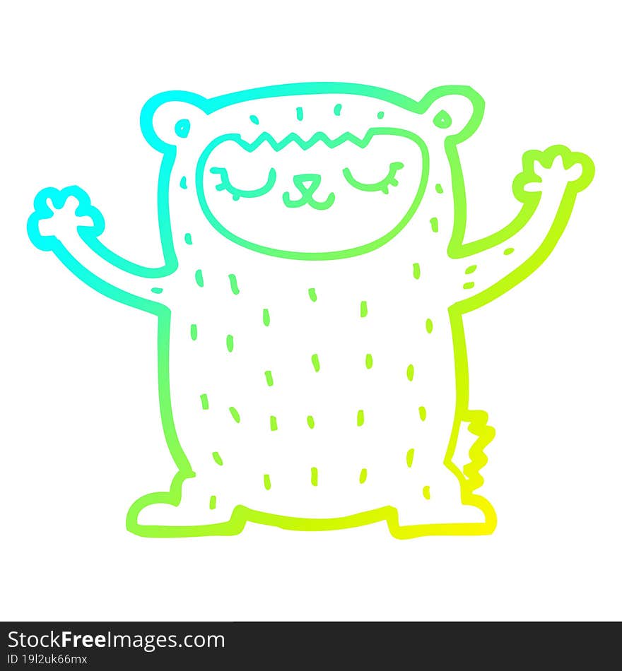 cold gradient line drawing cute cartoon bear