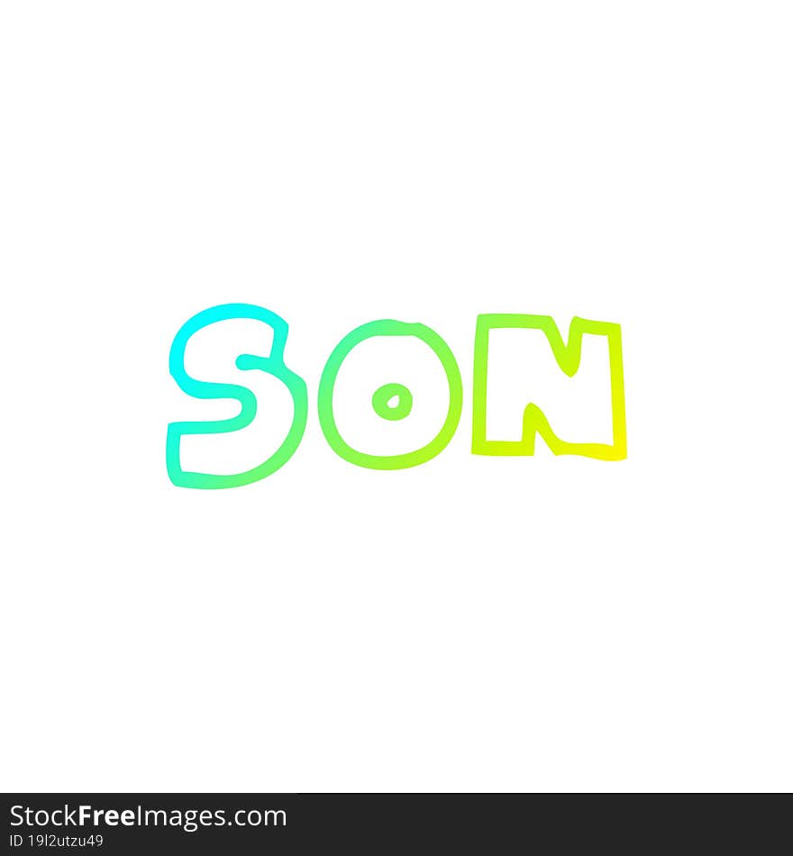 cold gradient line drawing cartoon word son