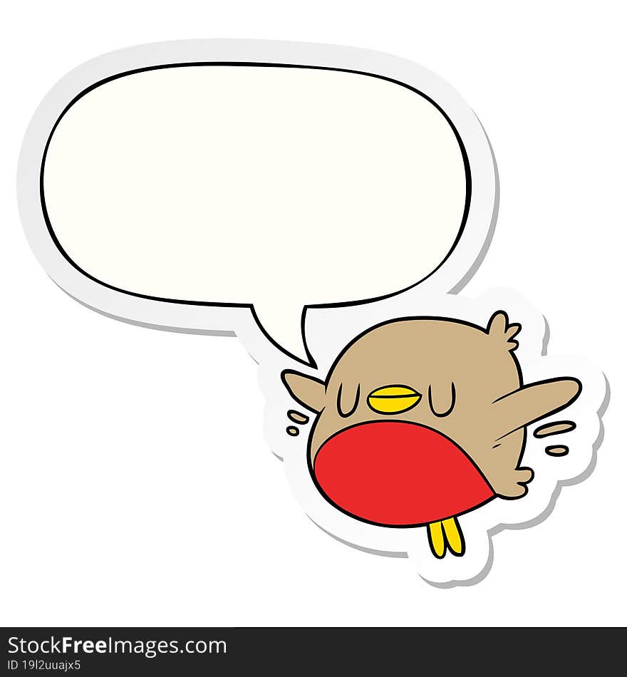 cute cartoon christmas robin and speech bubble sticker