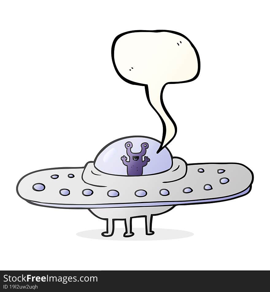 freehand drawn speech bubble cartoon flying saucer