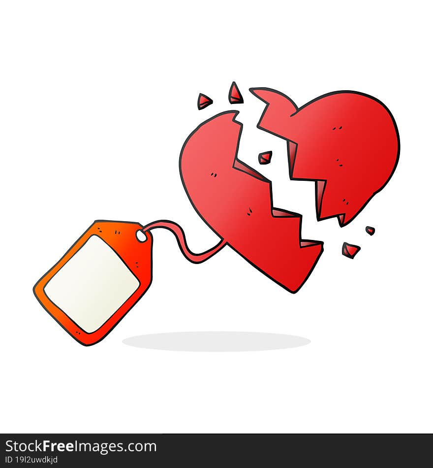 cartoon luggage tag on broken heart