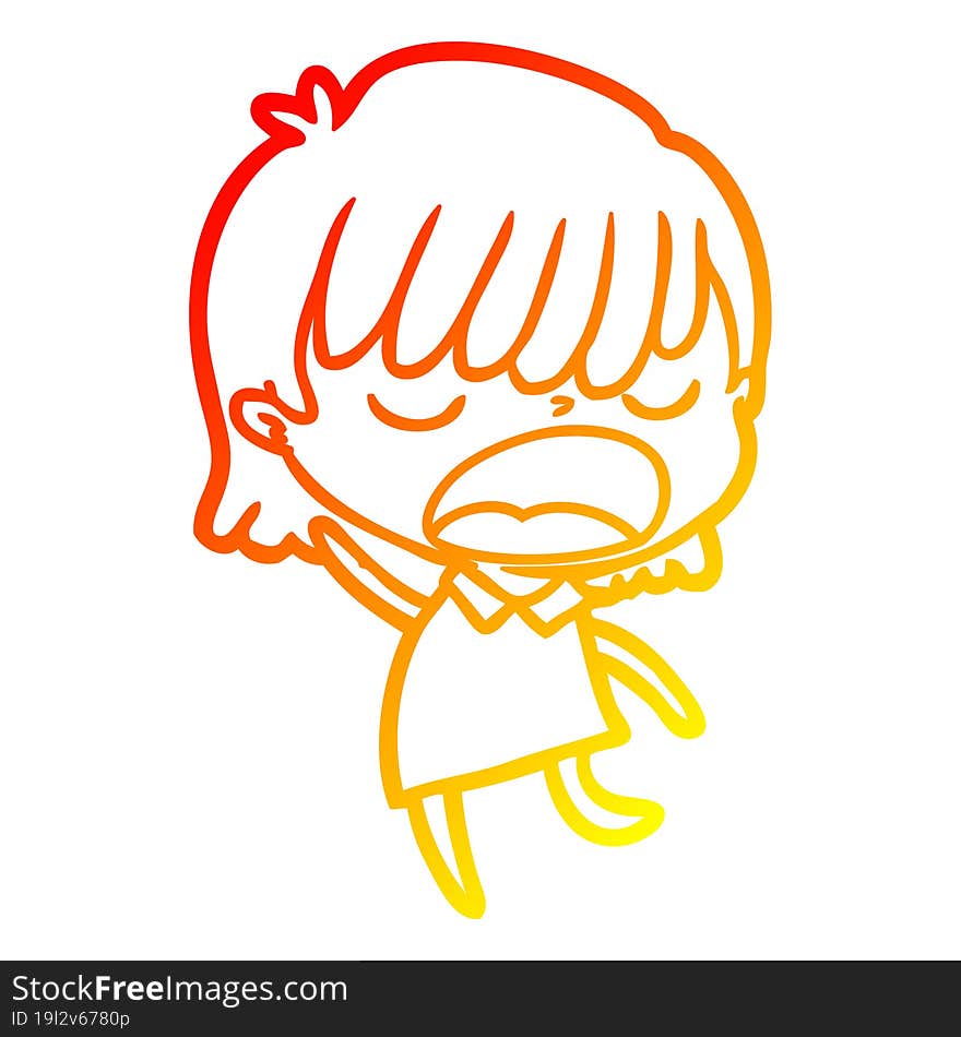 warm gradient line drawing cartoon woman talking loudly