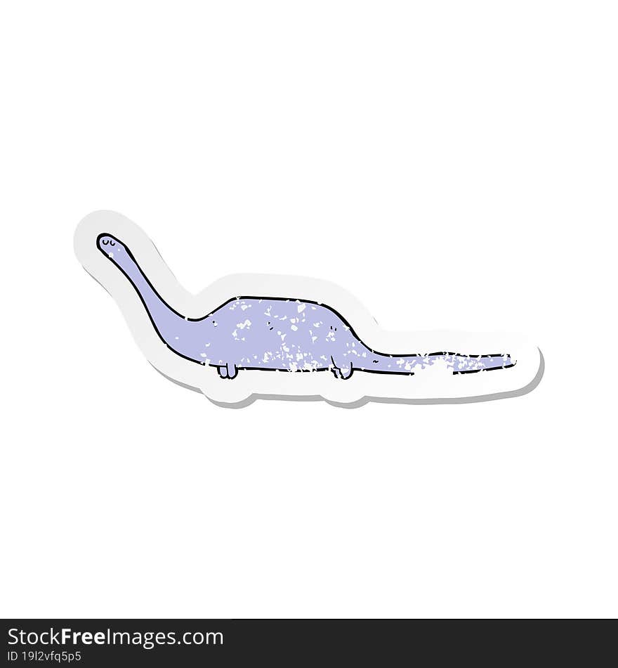 retro distressed sticker of a cartoon dinosaur