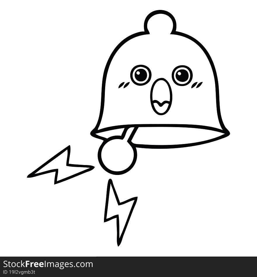 line drawing cartoon of a ringing bell