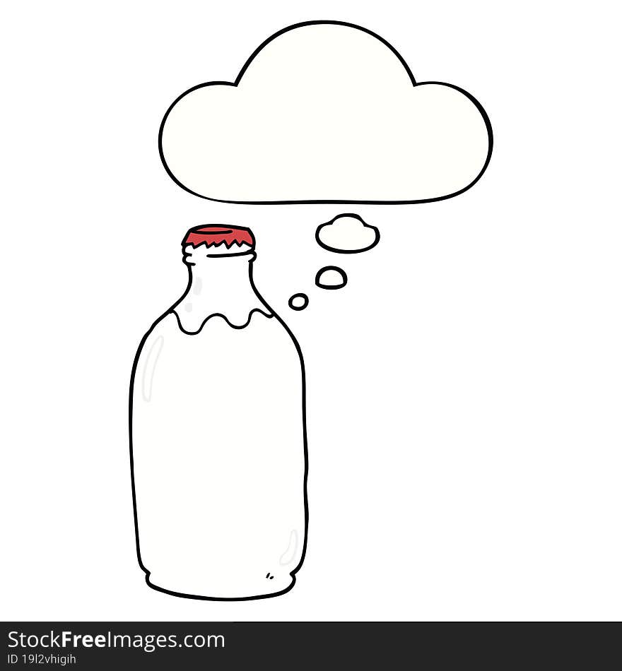 cartoon milk bottle and thought bubble