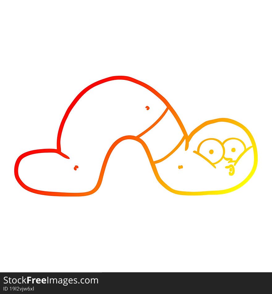 warm gradient line drawing of a cartoon worm