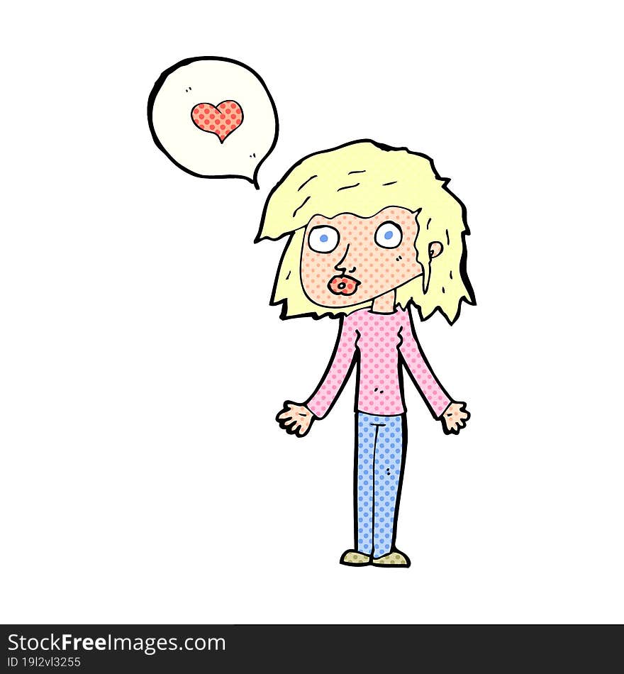 cartoon woman in love