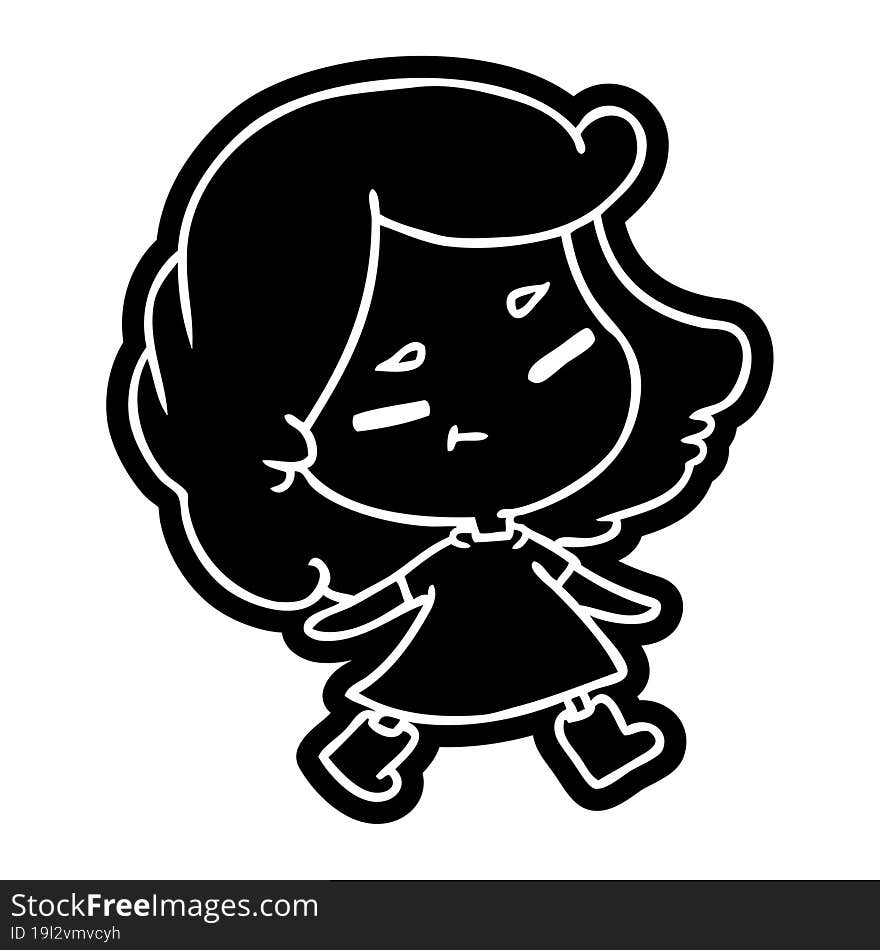 Cartoon Icon Of A Cute Kawaii Girl