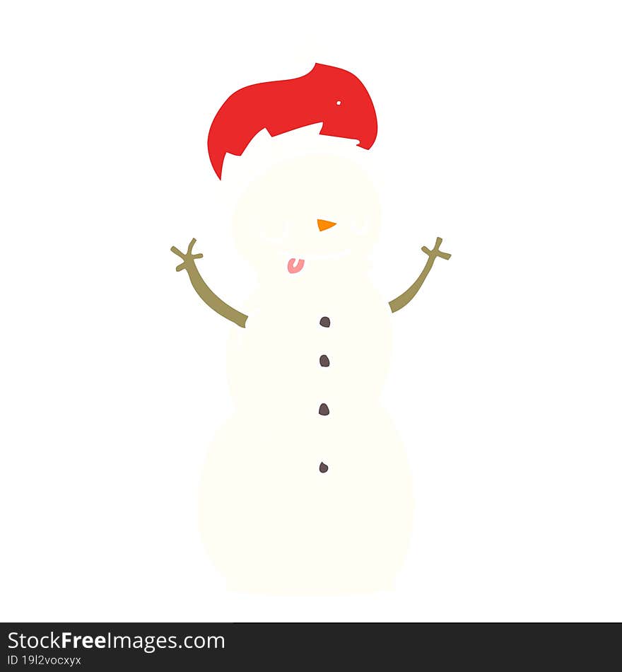 flat color style cartoon christmas snowman