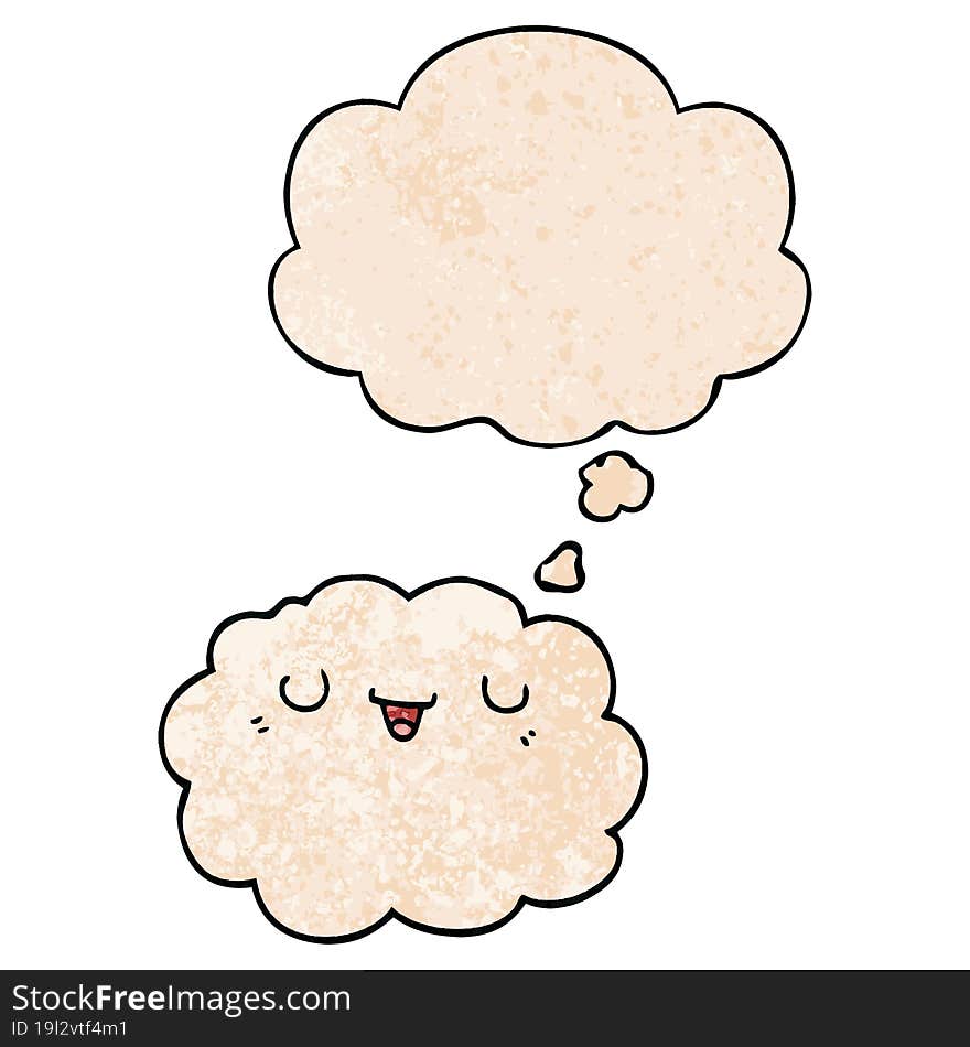 cartoon cloud and thought bubble in grunge texture pattern style