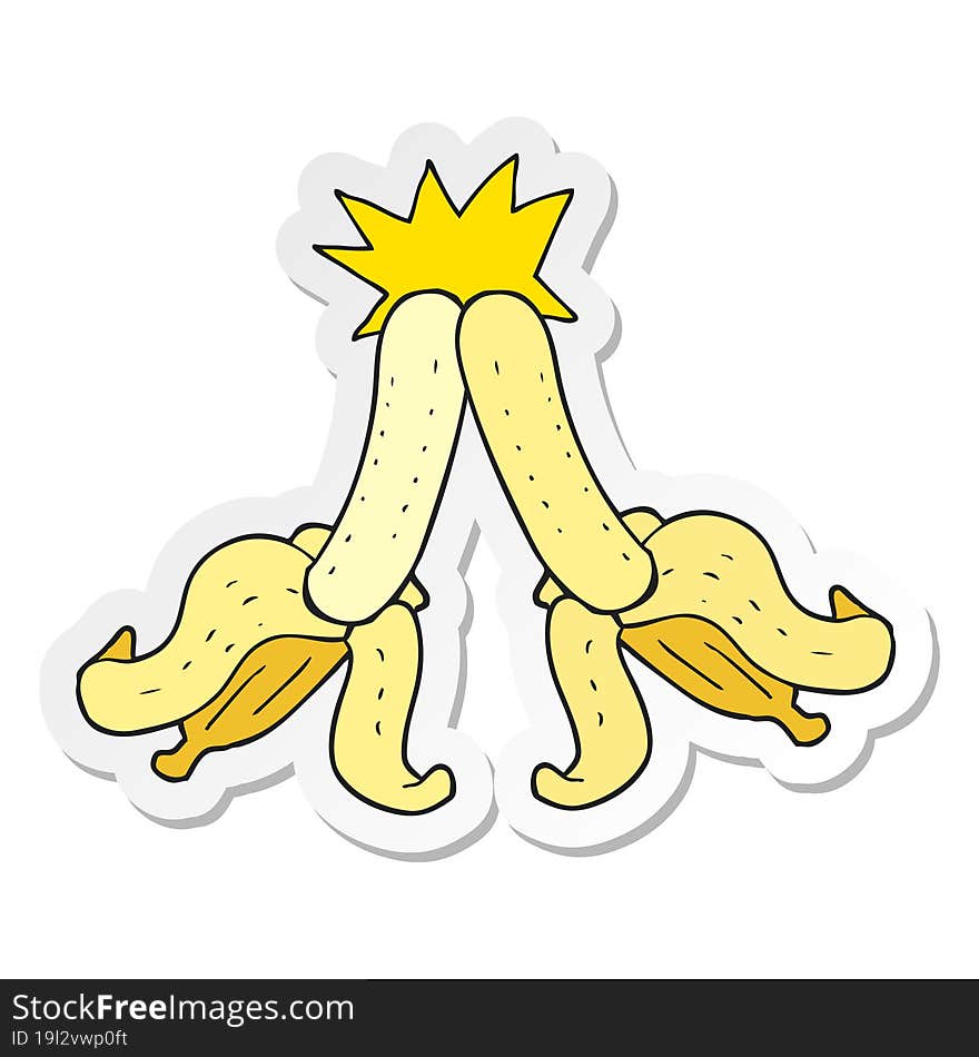 sticker of a cartoon embarrassing magic banana touch