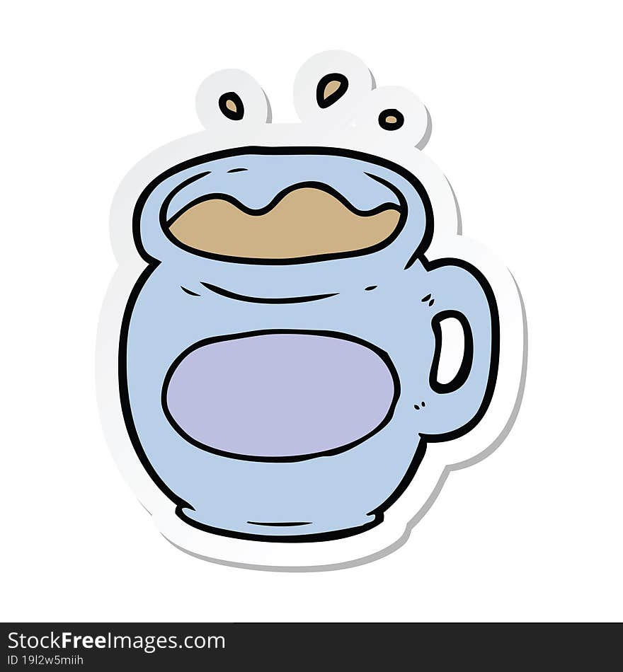 Sticker Of A Cartoon Coffee Cup