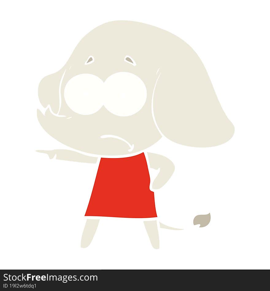 flat color style cartoon unsure elephant girl pointing