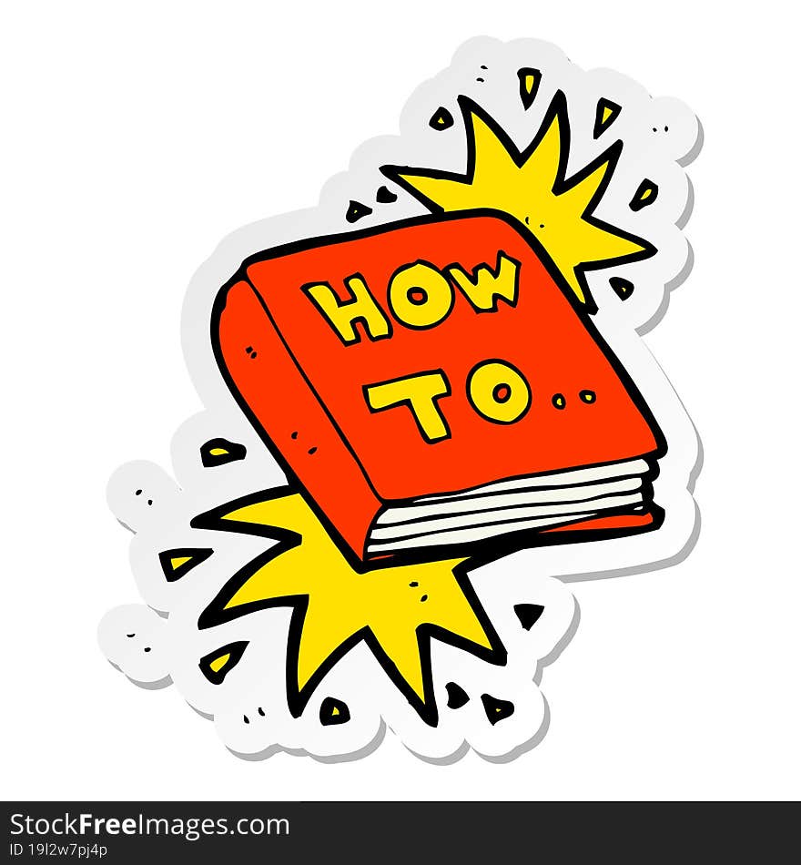 sticker of a cartoon how to book